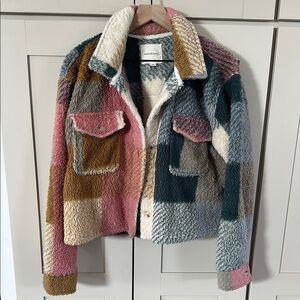 Thread & Supply Pink Teddy Jacket Plush Texture